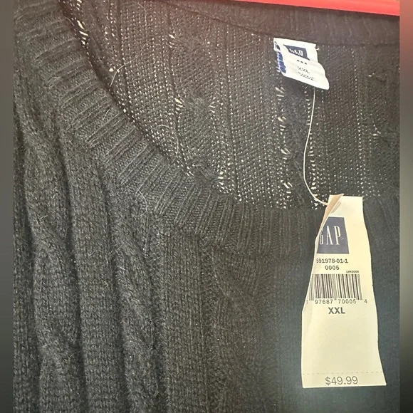 GAP Black Cable-Knit Long Sleeve Midi Dress - Picture 2 of 2